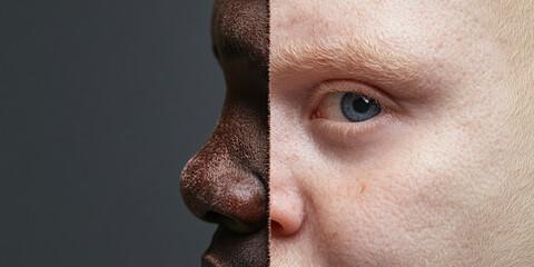 Obraz premium Profile of a Face with Bi-chromatic Skin Tones