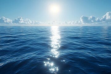 Fototapeta premium Bright Sunny Day over Calm Blue Ocean