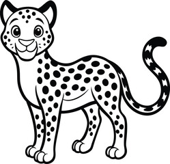 Coloring pages animals cute Cheetah silhouette illustration