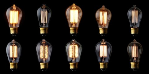 Fototapeta premium Light Bulbs on Black Background