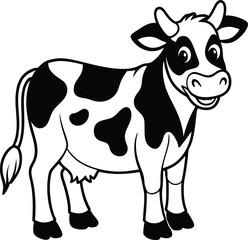 Coloring pages animals cute Cow silhouette illustration.