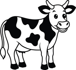 Coloring pages animals cute Cow silhouette illustration.