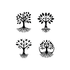 abstract Tree of Life logo. Organic nature symbol. Tree branch with leaf sign. Natural tree plant logo design Vector illustration. 