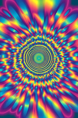 Psychedelic swirling vibrant colors tunnel, abstract background, digital art, website banner