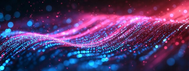 Digital background in dark colors with bright lights. Suitable for neural networks, technological processes, digital archives, artificial intelligence, graphic presentations, science, advertising 