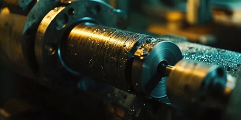 Fototapeta premium Metal Object with Water Droplets