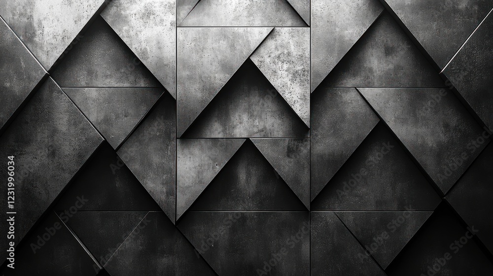Poster abstract dark gray metallic triangle pattern.