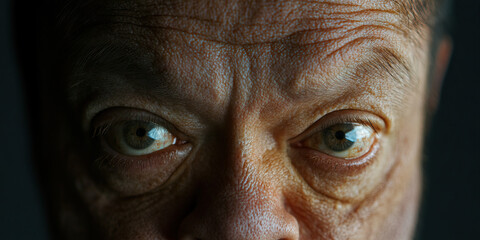 Obraz premium Close-up Photograph of Human Eyes and Facial Skin Texture