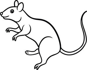  Coloring pages animals cute Rat line art vector illustration 