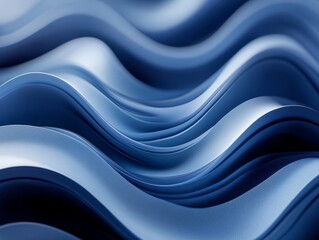 Obraz premium Abstract blue lines, layered design, 3d render, Generative AI
