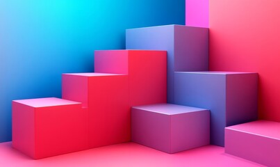 Obraz premium Abstract 3d render, geometric composition, modern background design with cubes, Generative AI