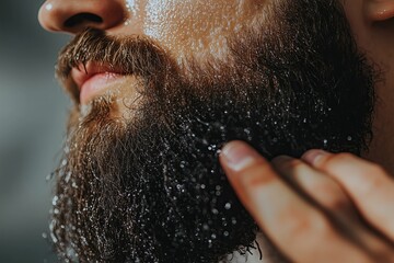 A man grooming his beard
