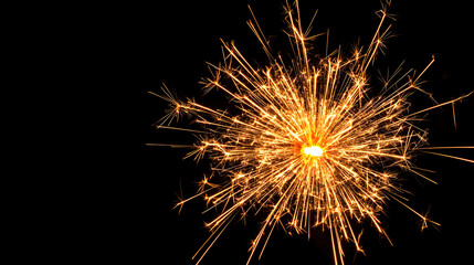 Sparkling firework at night, dark background, celebration, festive event