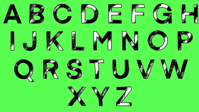 Pack of Scribble doodle Alphabets with alpha channel and chroma key. Looping animation 4K.