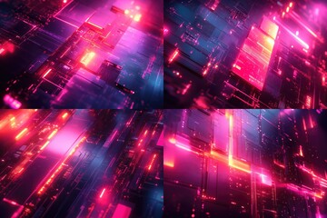 Bold typography in a futuristic digital space, with sleek metallic textures, glowing edges, and vibrant color transitions highlighting the presentation content.