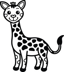 Coloring pages animals cute Giraffe silhouette illustration.