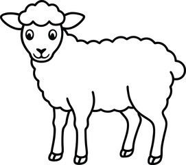 Coloring pages animals cute Sheep line art vector illustration