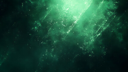 A vibrant green nebula with a dynamic flow of gas and dust in space.