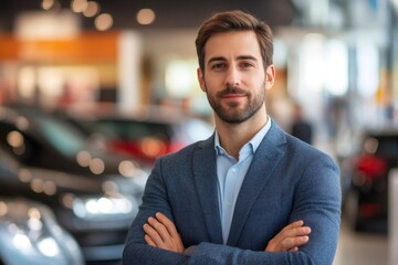 Fototapeta premium Confident Businessman Standing in Modern Office