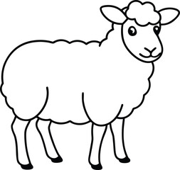 Coloring pages animals cute Sheep line art vector illustration
