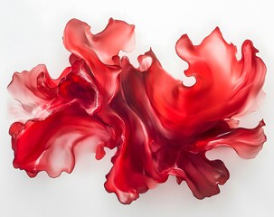Vibrant and flowing color waves in red against a white background, creates a visual effect, generative AI