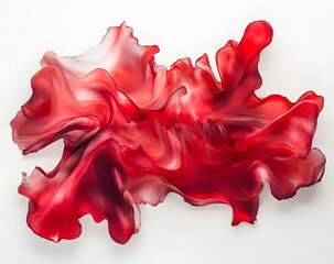 Vibrant and flowing color waves in red against a white background, creates a visual effect, generative AI