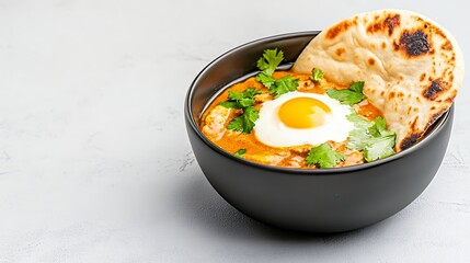 Savory Chicken Curry with Fried Egg and Bread