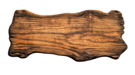 Rustic wooden signboard with transparent background