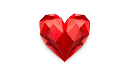 intricate red paper heart, white background
