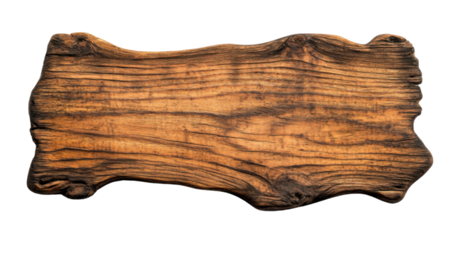 Rustic wooden signboard with transparent background