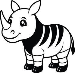 Fototapeta premium Coloring pages animals little cute Rhinoceros little vector illustration
