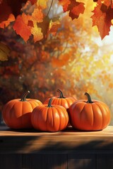 PumpKins on Wooden Table