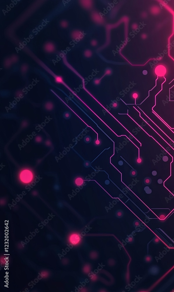 Aufkleber glowing pink circuit board pattern on dark background for tech or digital design