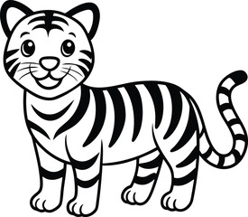 Coloring pages animals little cute Tiger little vector illustration