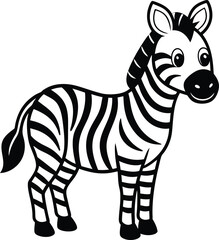 Coloring pages animals little cute Zebra little vector illustration