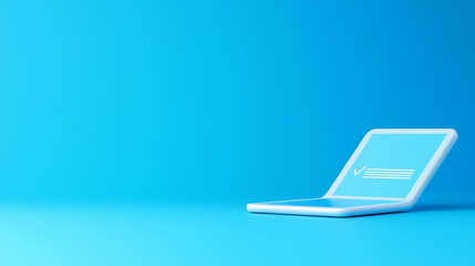 E-learning tablet interface concept. minimalist e learning tablet interface on blue background, symbolizing education