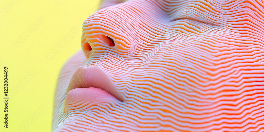 Poster 3d rendered face with linear texture