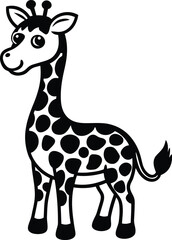 Coloring pages animals little cute Giraffe little vector illustration