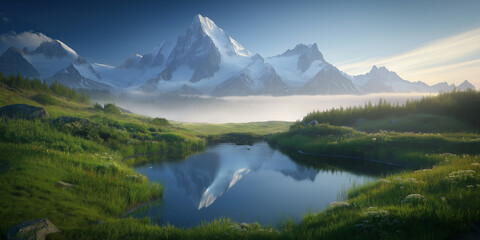 Majestic Mountain Lake with Perfect Reflection