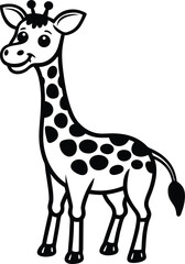 Obraz premium Coloring pages animals little cute Giraffe little vector illustration