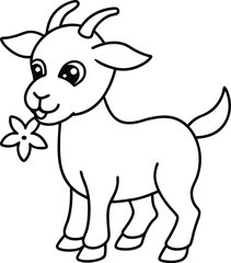 Coloring pages animals little cute Goat little vector illustration