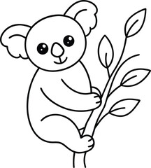 Coloring pages animals little cute Koala little vector illustration