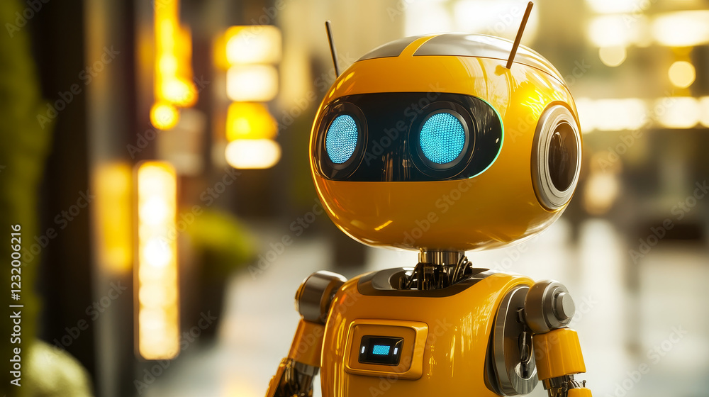 Aufkleber computer security banner with cute robot character. concept of information protect, safety internet 