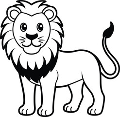 Coloring pages animals little cute Lion little vector illustration