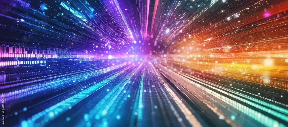 Aufkleber Abstract Colorful Light Streaks Representing Data Speed and Technology
