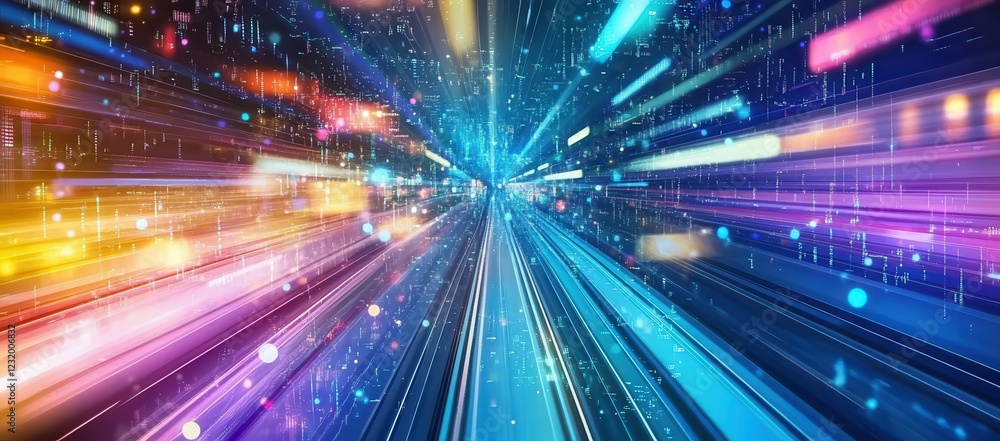 Poster abstract colorful light trails and motion blur background