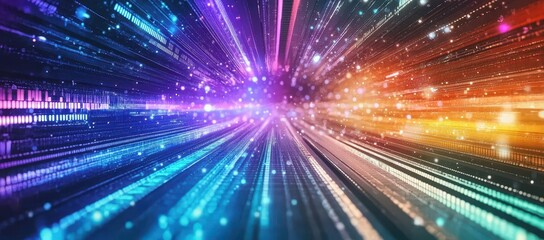 Abstract Colorful Light Streaks Representing Data Speed and Technology