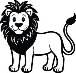 Coloring pages animals little cute Lion little vector illustration