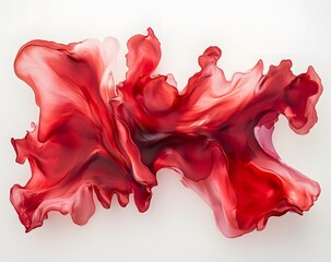 Vibrant and flowing color waves in red against a white background, creates a visual effect, generative AI