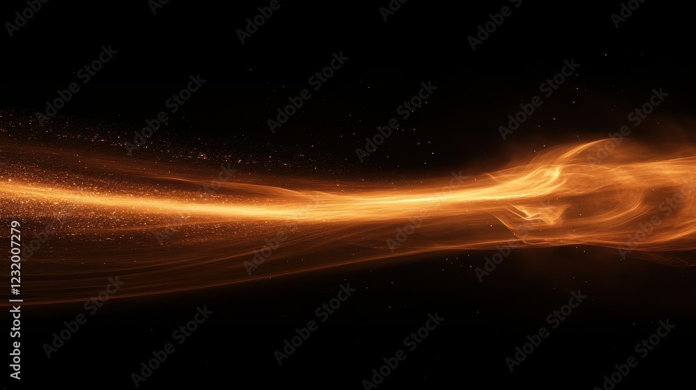 Aufkleber Abstract Glowing Orange Particle Stream in Dark Space